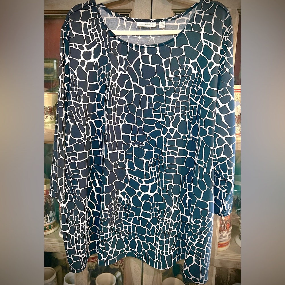 PLUS Susan Graver Liquid Knit Top Giraffe 🦒 Print